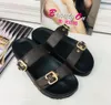 Flipers de moda cl￡ssicos Bom Dia Mula Plana 1A3R5M Cool Slides sem esfor￧o, sem esfor￧o, 2 tiras com fivelas de ouro ajustadas Slippers de ver￣o 329-1