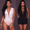 Dames jumpsuits rompers sexy kanten applique mouwloze vrouwen bodysuit dames bloemen mesh bodysuits diep v nek backless turnparaat toppen vrouwelijk basic 230214