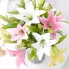 Dekorativa blommor 3D -tryckning Lily Branch Real Looking Artificial for Home Wedding Decoration White Fake Garden Decor