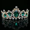Bröllopshår smycken barock vintage grön kungliga tiara kronor brud blå röd drottning krona brud pannband för kvinnor 230214