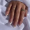 Faux ongles 24 pièces détachables faux Nials presse sur bricolage français LongBallerina irrégulière paillettes d'or