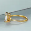Wedding Rings Princess Cut White Zircon Square Stone Ring Female Luxury Crystal Engagement Charm Gold Color Party For Women