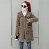 Women's Wool & Blends Granulated Cashmere Fur Integrated Tweed Coat 2023 Fashion Medium Length Lamb