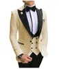 Męskie garnitury 2023 Najnowsze projekty klasyczny granatowy mąki na ślub Tuxedo Slim Fit Therno Masculino Party Man 3 sztuki
