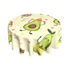 Table Cloth Pattern Of Cute Avocado Fruit Round Tablecloth Waterproof Kawaii Wrinkle Free Tablecloths Cover