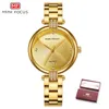 Polshorloges Minifocus Gold Watch Women kijken naar dames luxe staal dames armband vrouwelijke waterdichte klokmeisjes relogio feminino