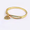 Pulseira AIBEF Vintage Coração Pingente Bangles Para Mulheres Cobre Zircão Cor Dourada Charms Pulseira Meninas Moda Jóias Presente