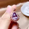 Pendant Necklaces Luxury Women's Wedding Necklace Rose Gold Plated Filled Purple Gems Crystal Princess Banquet Chain Jewelry Lover's GiftPen