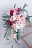 Bruiloft bloemen Waterfall roze natuurlijke bruidsboeketten kunstmatige boeket de mariage rose