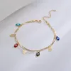 Anklets Mafisar Design Bohemian Gold Color Enamel Drop Oil Devil's Eye For Women Fashion Summer Beach Ankle Chain Jewelry