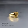 Eheringe Gold Farbe Trend Kreative Liebe Herzförmige Edelstahl Ring Licht Luxus Metallic Textur Mädchen Schmuck Paar