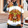 Мужские футболки Мужские женские футболки Street Trend Hip Hop Harajuku Style Lion Print Leica Полиэстер Высококачественные брендовые футболки S-5XL