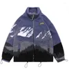 Männer Jacken Mantel Männer Schnee Berg Lammwolle Gedruckt Winter Dicke Warme Hiphop Streetwear Windjacke Mode Übergroße Varsity Jacke