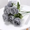 Decorative Flowers 10 Heads/Bunch Rose Bridal Bouquet DIY Wedding Floral Arrangement Accessories Christmas Home Decor Po Props Artificial