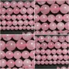 Verre 8 mm Rose Cristaux de quartz rose Perles en vrac Pierre 15 brins 3 4 6 8 10 12 mm Taille de choix pour la fabrication de bijoux Livraison directe Dhgarden Dhjgi