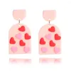 Dangle Earrings Earring For Women Soft Clay Handmade Cartoons Heart Drop Funny Gifts Red Flower Fashion Trendy 2023