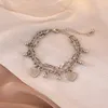 Länkarmband kedja 2023 trendiga dubbla skiktat länkat hjärta för kvinnor mode kärlek metall charm armband på hand gata stil smycken smycken