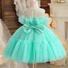 Robes d'été en Tulle pour filles, tenue Tutu de princesse de baptême, sans manches, pour fête d'anniversaire, mariage, pâques, pour enfants en bas âge