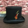 Chapeaux à large bord seau noir hommes laine Fedora plat Mad ter haut traditionnel président fête Steampunk magie avec plume 230214