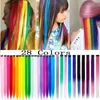 Syntetiska s 28 färger 56 st Rainbow Clips i håret rak färgglada s 22 "bitar höjdpunkter för barn 230214