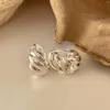 Hoopörhängen 18K Guldplätering Autentisk 925 Sterling Silver Ripple Twist Wave Circle Round Ear-Bone Huggie Piercing Punk C-C858