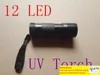 12 LED UV lanterna UV Ultra Violet Camp Lamp Torch Antifake UV Flash Light100pcslot