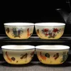 Kopjes schotels kleur kip kom cup thee jingdezhen single keramische handgemaakte schade chenghua antiek spelen kungfu set