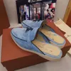 Italien designer loropiana skor lp lefu kvinnors skor enskor skor tofflor slitstarande bar färg ljus fårskinn pendling mångsidig wom