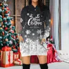 Casual Dresses 2023 Women Christmas Dress Hooded Bag Hip Pocket Elk Print Party Female Bodycon Clothing Robe