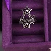 Cluster Rings 2Pcs Fashion Engagement Promise Halloween Punk Five-pointed Star Geometric Party Ring