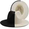 Breda randen hattar hink svart vit lapptäcke ull filt jazz fedora kvinnor unisex panama party trilby cowboy cap men gentleman bröllop 230214