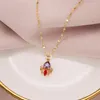 Chaînes Rétro Or Couleur Zircon Paon Écran Ouvert Pendentif Mode Exagérée Titane Acier Collier En Forme De Goutte Bijoux Accessoires