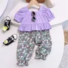Imposta LZH Abito moda estiva Abbigliamento per bambini Neonate dolci Set Stampa PC Outfit per anni di costumi per bambini