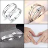 Casal Rings 2pcs adoram eletrocardiograma de cora￧￣o ajust￡vel para amante valentinaDay presente de noivado de noivado de noiva Droga Drop Drop Drop Dhhoq