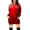 Casual Dresses 2023 Women Christmas Dress Hooded Bag Hip Pocket Elk Print Party Female Bodycon Clothing Robe