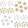 Other 100 Pcs/200 Pcs/Lot High Quality Pesca Diy Hollow Flower Metal Charms Bead Caps For Jewelry Making 10M Drop Delivery F Dhgarden Dh0Pj