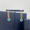 Hoop Earrings Baoyocn Fashion S925 Sterling Silver Yellow Gold Color Large Lagoon Blue Love Heart Women June Collection Jewelry