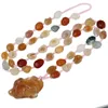 Naszyjniki wisiorek Tumbeelluwa Stone Naszyjnik Amulet Reiki Healing Crystal z nylonowym sznurkiem ręcznie robioną biżuterię dla kobiet mężczyzn