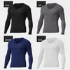 Hommes t-shirts hommes sous-vêtement thermique hommes T-shirt Modal col en v mince maillot de corps à manches longues mince bas chemise automne hiver mâle