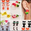 Stud Earrings Polymer Clay Cute Cat Red Lovely Panda Squirrel Tiger Animal Earring For Women Drop Delivery Jewelry Dhox6