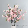 Fleurs décoratives 5 pièces 88 cm branche de fleur artificielle Magnolia 5 fourchette fausse soie pour la décoration de la maison arrangement mural de toile de fond de mariage