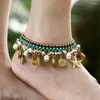 Anklets Bohemian Ethnic Beach Fashion Pendant Fringe Anklet Pure Hand Weave For Women Sea Animals Natural Stone Bells Foot Accessories