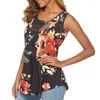 Women's Blouses 95AB Flower Print Flowy Floral Pull op casual zomer mouwloos voor vrouwen