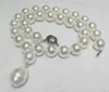 Chaînes 16mm Blanc Brillant Coquillage Perle 25mm Pendentif Collier Naturel MER DU SUD Femme Bijoux 35cm 14 ''45cm 18''