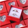 Cluster Rings 15Pairs / Set Fashion Zircon Boxed Couples Finger Bijoux Pour Hommes Femmes Mariage Fiançailles Cadeau Réglable Ouvert Gol Dhdoz