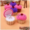 Sieradendozen schattige cake cup vorm veet ring doos hanger gemakte ketting ketting voor valentijnsdag cadeau -organisator 213 d dhtpa