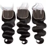 Hair Pieces 4x4 Fechamento de onda de água 12a Humano Lace Brasileiro Corpo Curly Curly Remy 230214