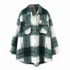 Damesjassen Plaid Jacket Women Coat Spring herfst Vintage stijlvolle zakken oversized casual warme chique chique tops uit het oog