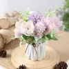 Decorative Flowers INS Simulation 5forks Hydrangea Dandelion Silk Flower Bride Bouquet Wedding Layout Home Decoration Pography Props Art