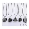 Pendant Necklaces Black Tourmaline Necklace Stone Schorl Leather Chakra Healing Crystal Quartz Point Natural Drop Delivery Jewelry Pe Dhcd3